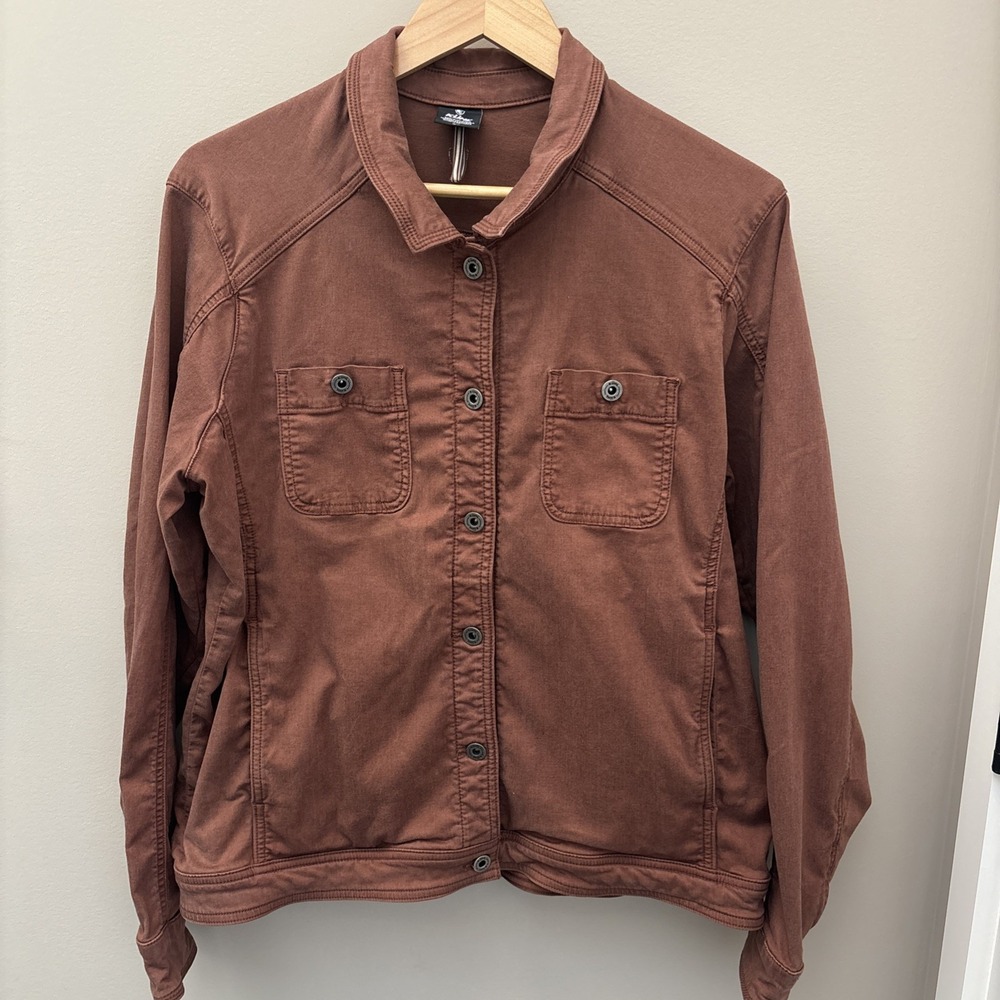 Kuhl Jacket Mens XL Brown Canvas Button Front Cotton Spandex Blend